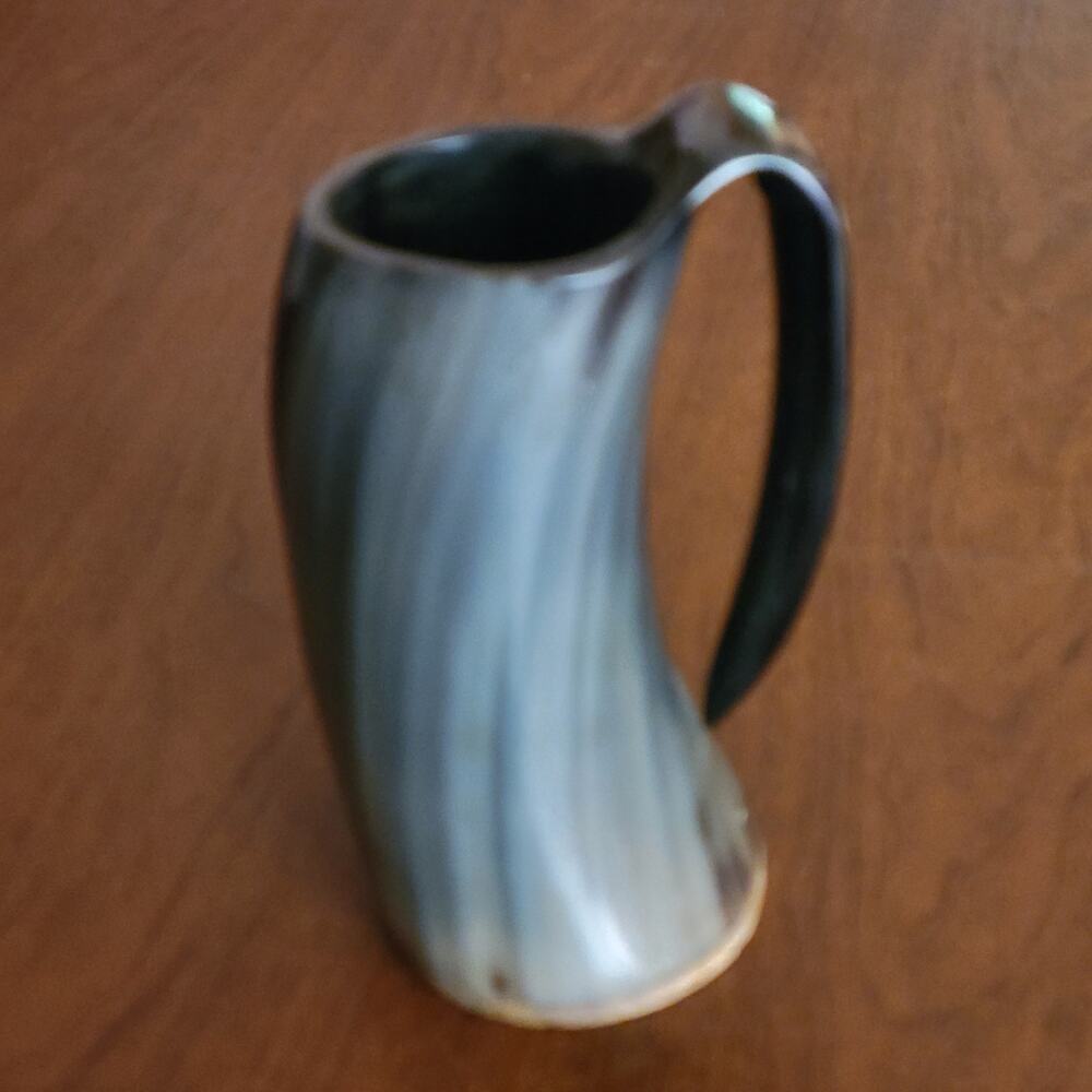 Vintage Viking Drinking Horn Mug Real Ox Horn Tankard Handcrafted